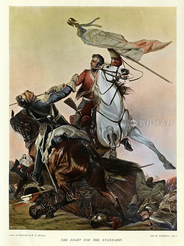Sergeant Charles Ewart capturing the eagle of the French 45e Régiment de Ligne at the Battle of Waterloo, British military history